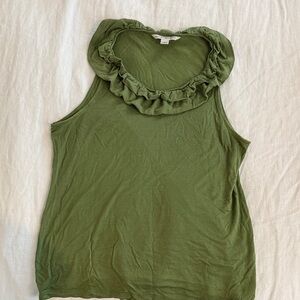 Banana Republic Olive Ruffle Neck Tank Top
